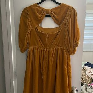 Mustard velvet babydoll dress